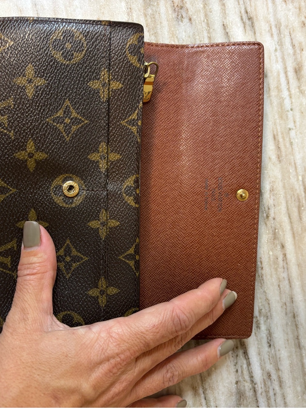 Louis Vuitton Monogram Long Wallet Brown Canvas Snap Closure Vintage LV Wallet - Picture 3 of 11